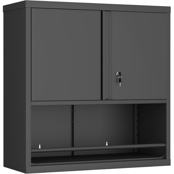 Sunny Lane 31" H Metal Garage Storage Cabinets with Doors and Shelves, Lockable Storage Cabinet with Lock, Black Hanging Cabinets for Wall, Wall Mount Cabinet for Utility Room