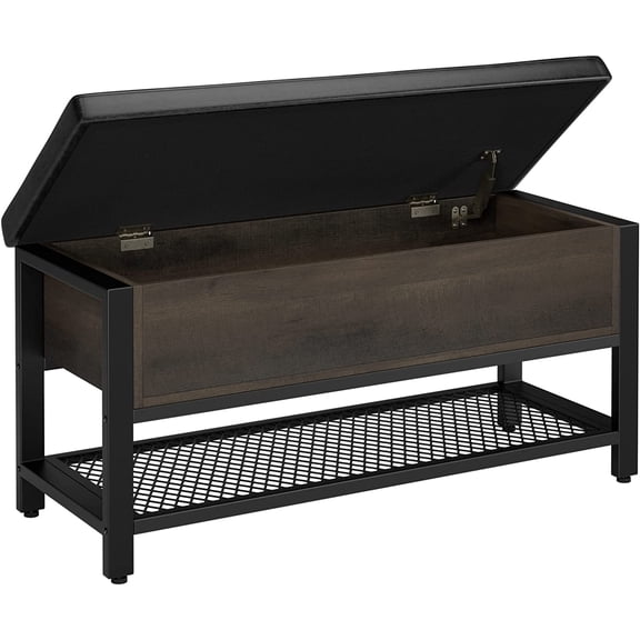Sunny Lane 40" W Storage Bench, Entryway Shoe Bench with Cushion, Dark Brown