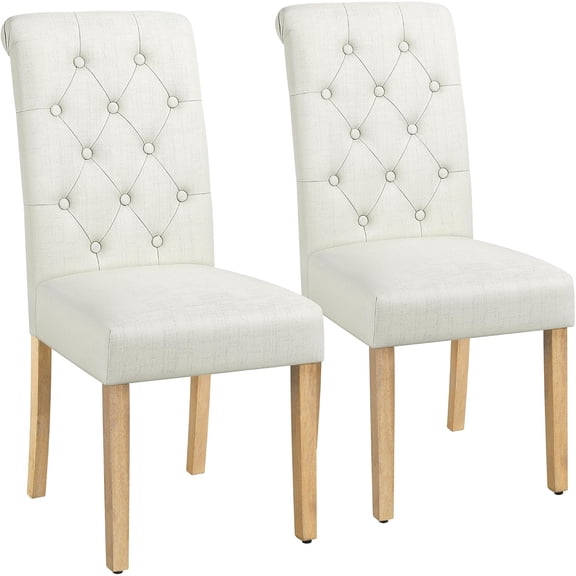 Sunny LaneDining Chairs Set of 2 Fabric Upholstered Dining Room Chairs with Button Tufted High Back and Solid Wood Legs for Kitchen/Living Room/Restaurant, Modern Style, Beige