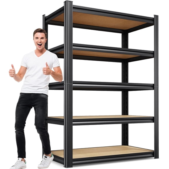 Sunny LaneGarage Shelving for Home & Workshop Organization, 5-Tier Adjustable Metal Storage Rack for Tools, Storage Bins & Household Items, Utility Shelf for Garage, Pantry, 71" H x 32" W x 14" D