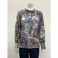 thumbnail image 1 of Sunny Leigh printed satin long elastic sleeve Yoke neck Blouse , Multi , M, 1 of 1