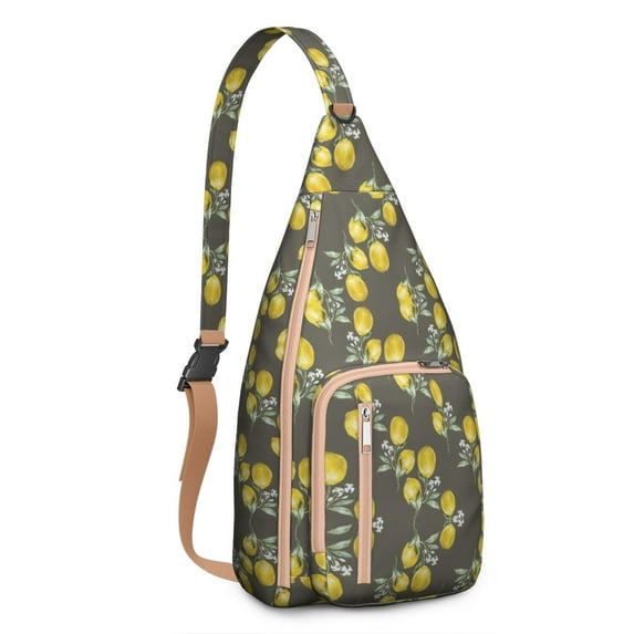 Sunny Lemons Sling Backpack - Cheerful Fruit Design Crossbody Shoulder Bag, Lightweight Hiking Pack