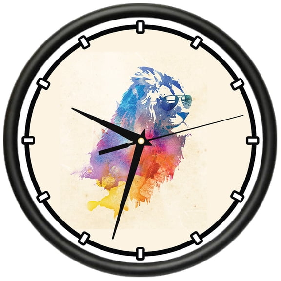 Sunny Lion  Design Wall Clock | Precision Quartz Movement | Décor For School Class Office Bedroom Decoration