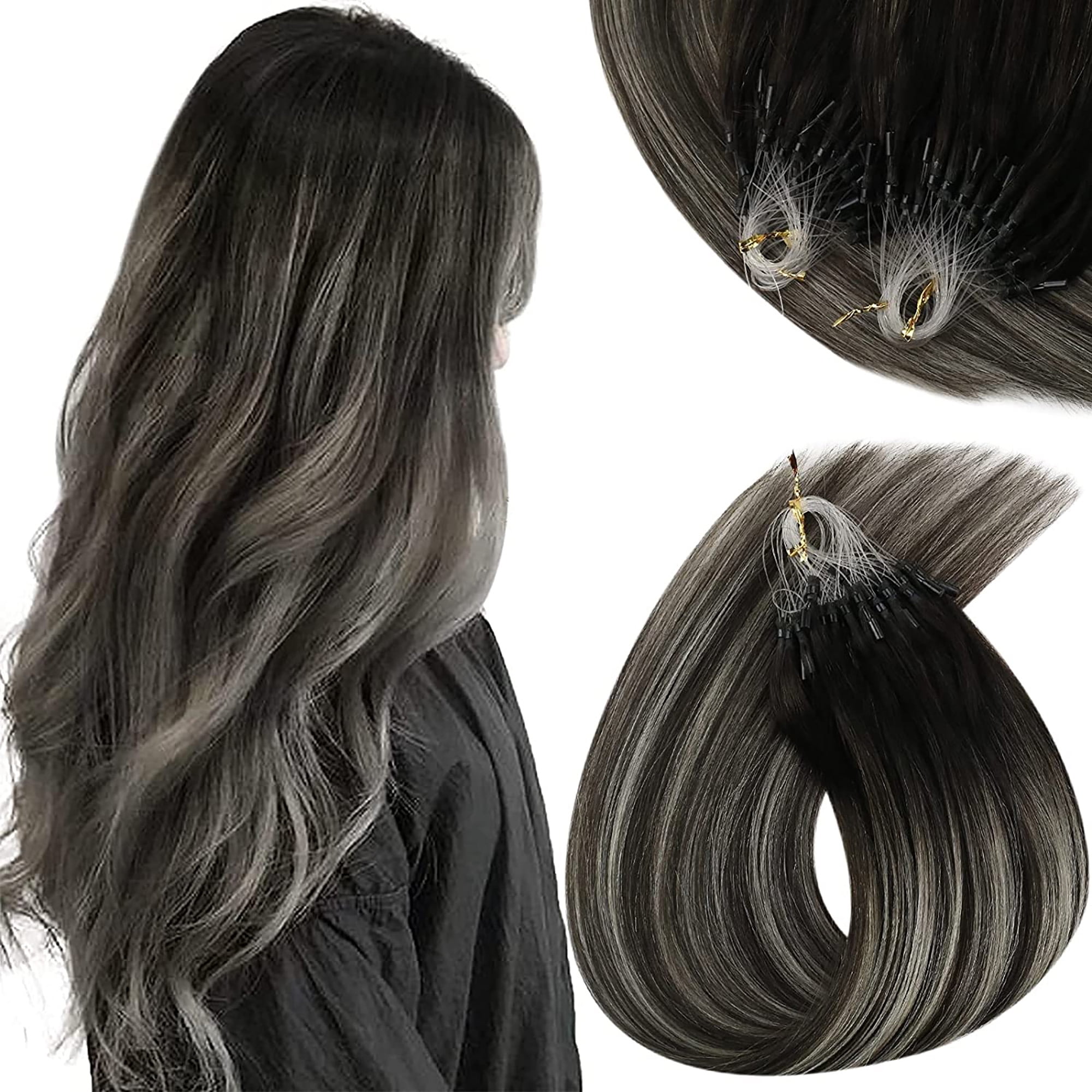 Sunny Micro Ring Hair Extensions Brown and Blonde Highlights Micro Bead Hair  Extensions Remy Human Hair 50g 14inch - Walmart.com