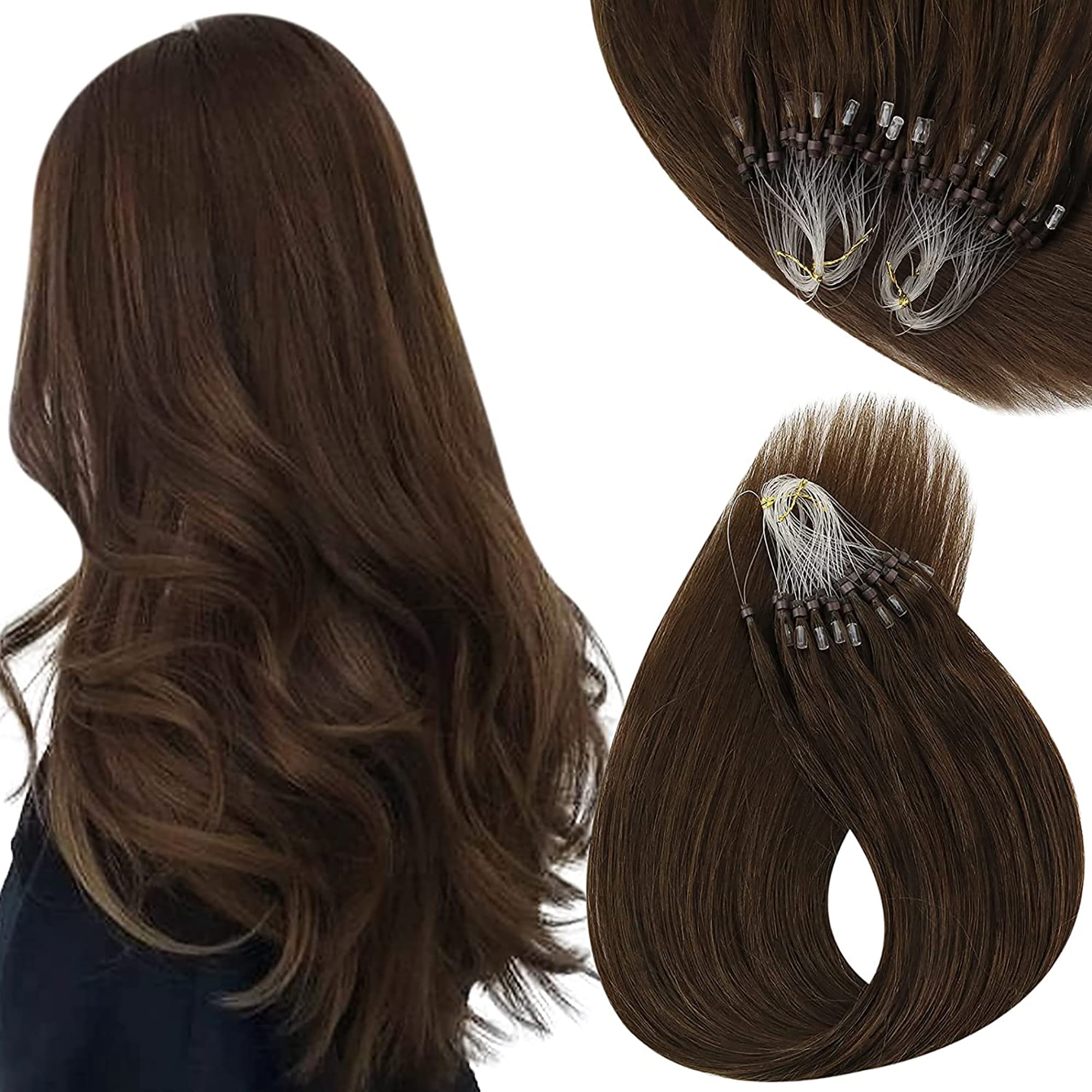 Sunny Micro Loop Hair Extension Human Hair Medium Brown Remy Hair Micro  Ring Straight Hair 50g 18inch 