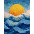 thumbnail image 1 of Sunny Ocean Waves Mosaic Canvas Wall Art, Sea Wave Print for Living Room, Bedroom, Kitchen, Bathroom and Hotel Decor, 1 of 8
