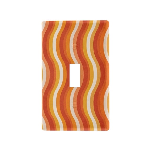 Sunny Orange Gradient Waves Decorative Wall Plate, Flame Retardant PC Plastic Light Switch & Outlet Cover with Mounting Screws Fits Toggle Switch
