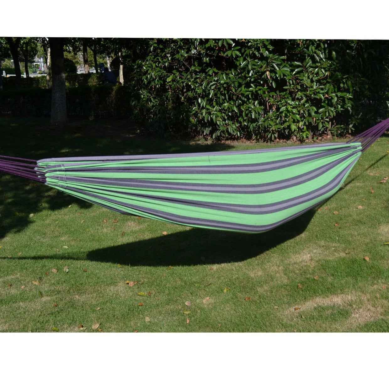 Sunny PURPLE GREEN Hammock Double Size Quilted Fabric Heavy Duty Sleep Bed W/Pillow no wooden stick