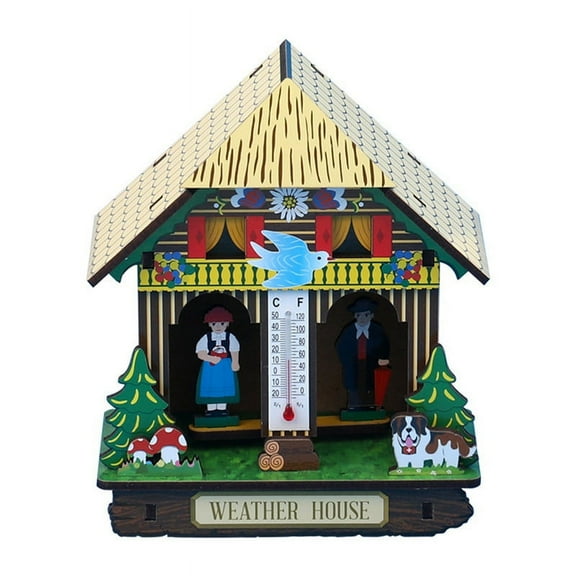 Sunny Rainy Box Indoor Accurate Thermometer Home Barometer House Hygrometer Plastic Hanging Weather Woman Clock