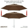 thumbnail image 1 of Sunny 6.5’ x 6.5' 6 Rib Brown Patio Umbrella Canopy, UV Protective 180g Polyester, 1 of 5