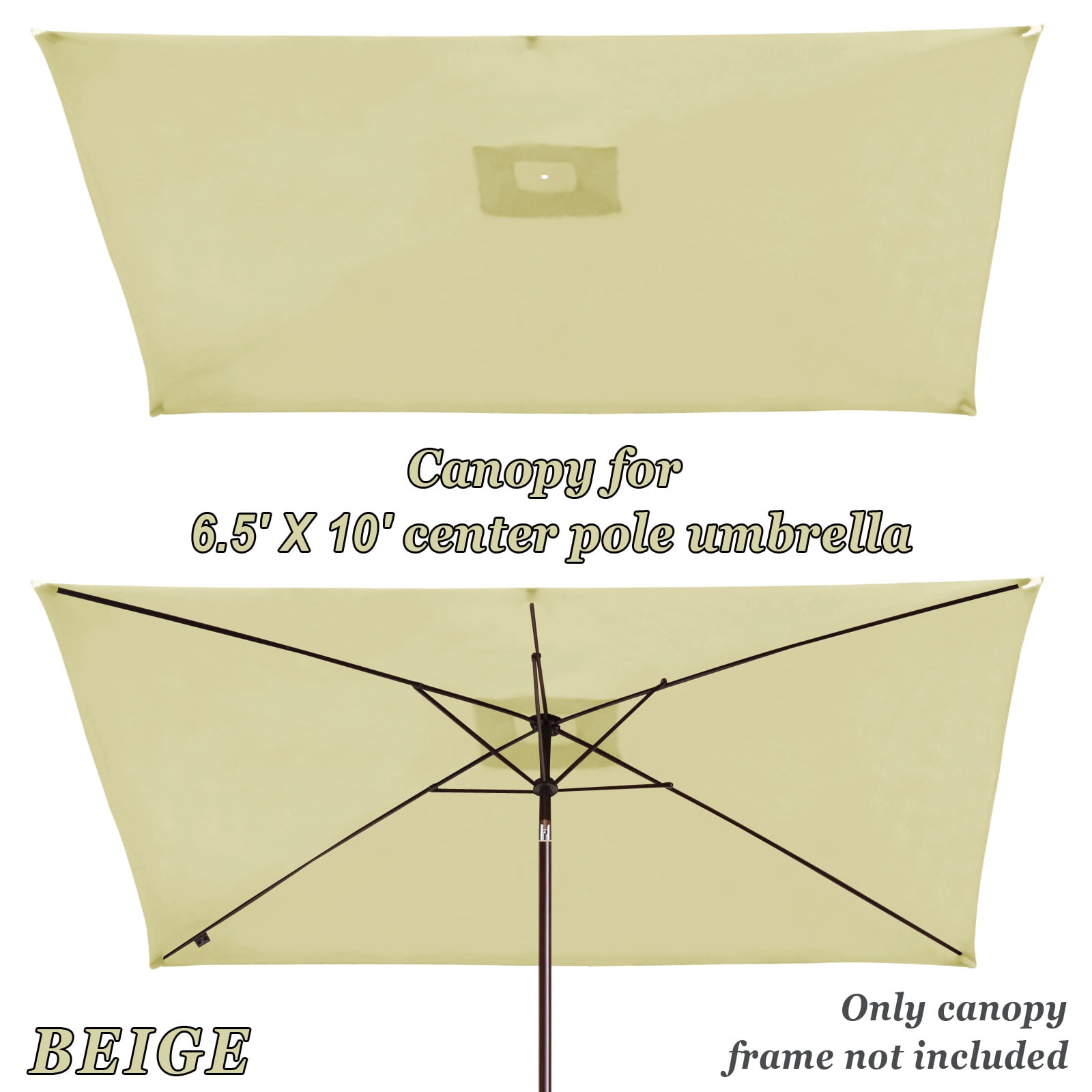 Sunny Replacement Umbrella Canopy for 10ft x 6.5 ft 6 ribs (Canopy Only