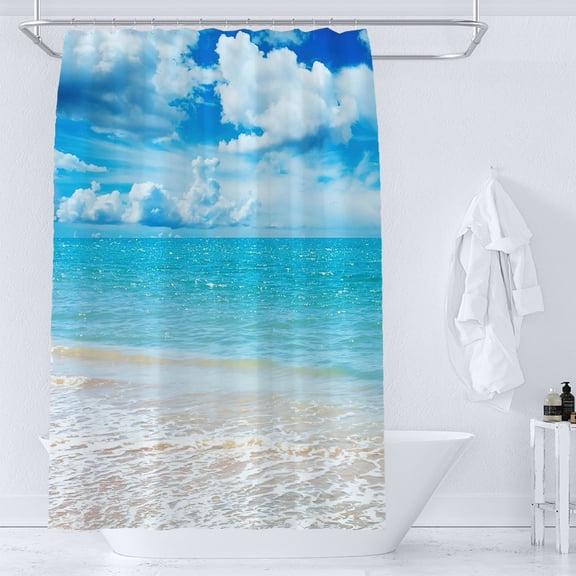 Sunny Sea Beach Seaside Scery Bath Curtain Waterproof Shower Curtains landscape