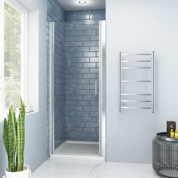 Sunny Shower 32 in.W x 72 in.H Bi-Fold Pivot Glass Frameless Shower Door in Chrome Finish with 1/4 inch Clear Glass
