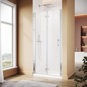 Sunny Shower 34"W 72"H 180 Double-Folding Shower Door Enclosure in Chrome Finish