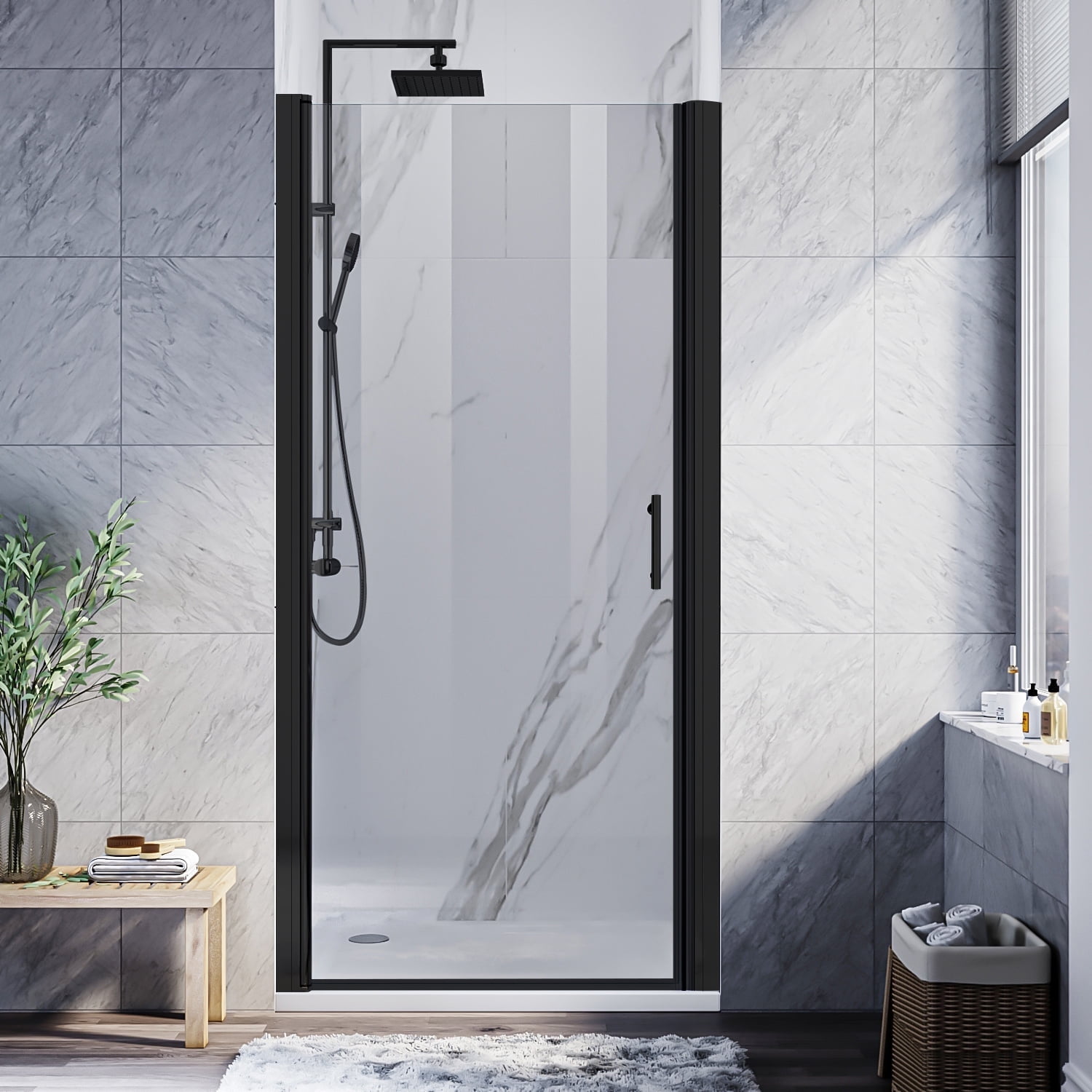 Sunny Shower Semi-Frameless Pivot Swing Door, 36x72 in Sunny Shower Semi-Frameless Pivot Swing Door, 36x72 in
