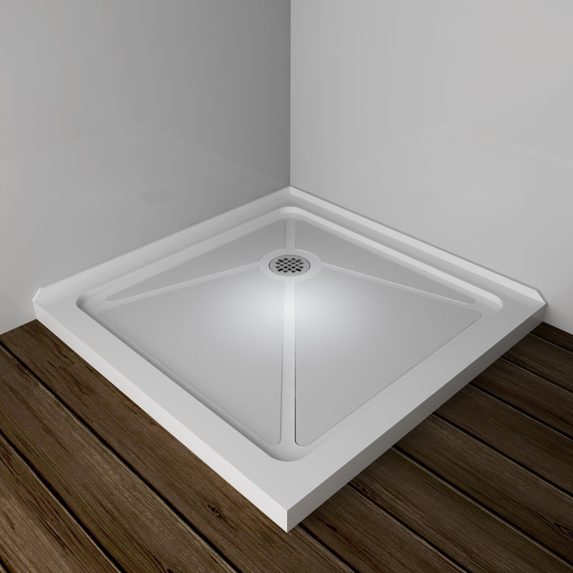 Elegant White Acrylic 36" Square Shower Pan with Drain