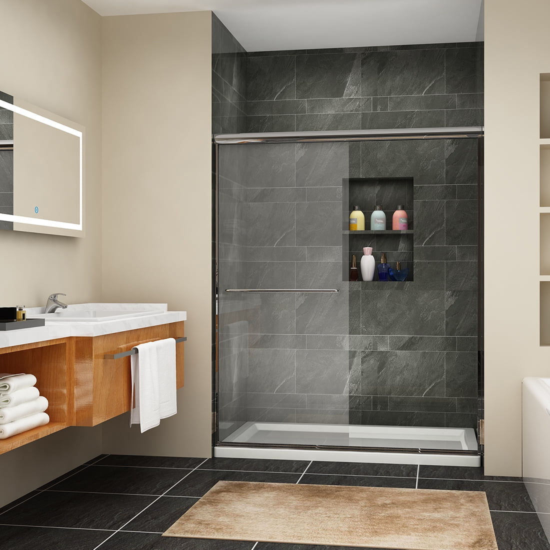 Sunny Shower 54 in. x 72 in. Semi-Frameless Double Sliding Bypass ...