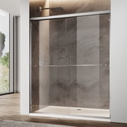 Sunny Shower 60 in.W x 72 in.H Double Sliding Shower Door Bright Silver Finish Framed with 1/4 inch Clear Tempered Glass