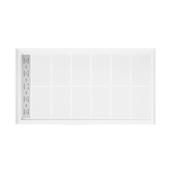 Sunny Shower Anti-slip Acrylic Left Drain Rectangular Shower Base in White 60" L x 32" W x 4" H