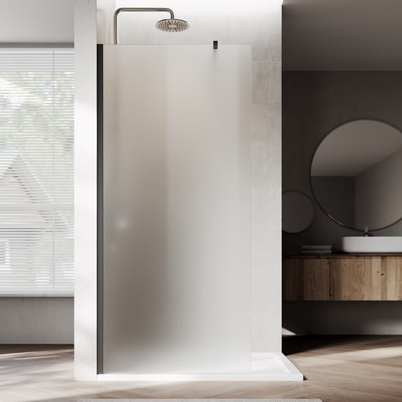 Sunny Shower Black Matte Shower Door 32x72 Inch Bathroom Privacy Glass