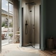 thumbnail image 1 of Sunny Shower Black Pivot Swing Frameless Bifold Shower Door 34 in.W x 72 in.H, 1 of 9