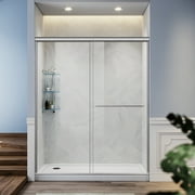 Sunny Shower Frameless Bypass Sliding Shower Doors Brushed Nickel Finish 60 in.W x 72 in.H
