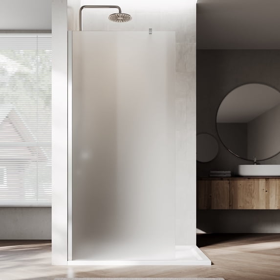 Sunny Shower Frosted Glass Bathroom Door 40x72 Silver Aluminum Frame 5/16" Thickness