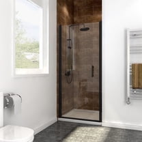 Sunny Shower Hinged Frameless Pivot Matte Black Shower Door 34 in. W x 72 in. H 1/4 in. Glass