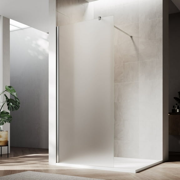 Sunny Shower Shower Door 34x72" 5/16"Tempered Glass Bright Silver Reinforced Alloy Aluminum Frame