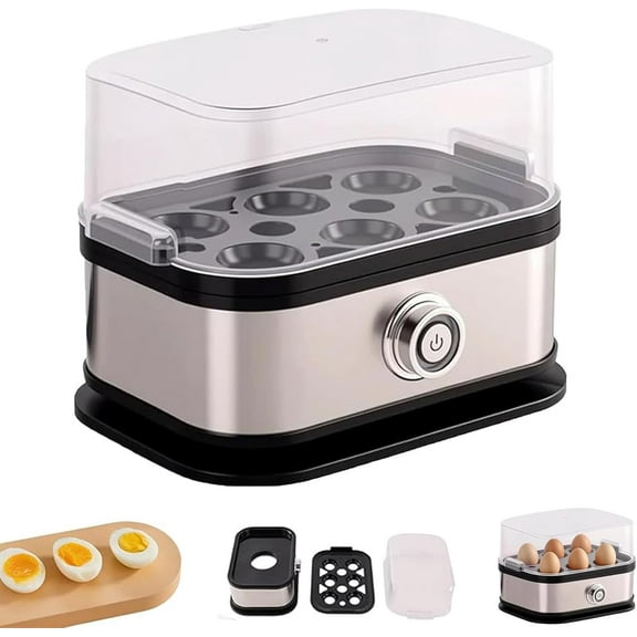 Sunny Side Master Egg Cooker, Multi-Functional 6 Egg Rapid Cooking Capacity, Electric Poacher with Stainless Steel Design, For Soft Medium Hard Boiled Eggs and Omelettes