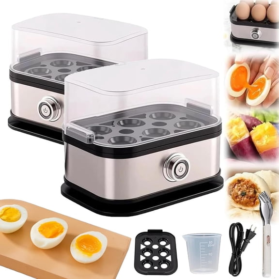 Sunny Side Master Egg Cooker, Sunny Side Master Egg Boiler, Smart Stainless Steel Electric Eggs Poacher, Multi-Functional Auto Shut-Off Egg Steamer 6 Egg Capacity for Soft, Medium, Hard Boiled