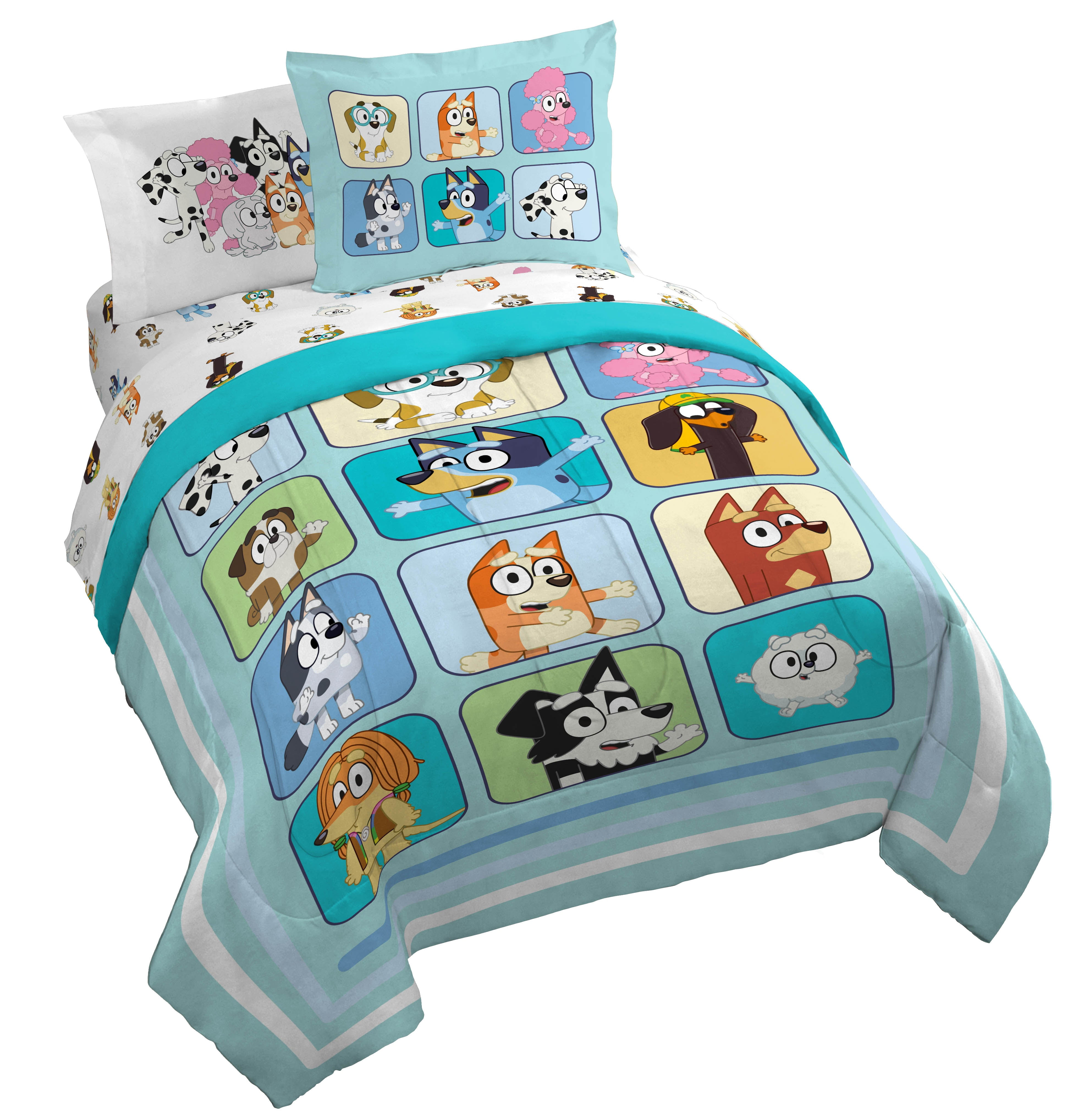 Sunny Side Up Bluey Kids Comforter Set with Bingo Sheets Twin Size 4 Piece Bed Set Walmart
