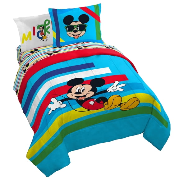 Sunny Side Up Disney Mickey Mouse 7 Piece Full Size Bed Set with Sham