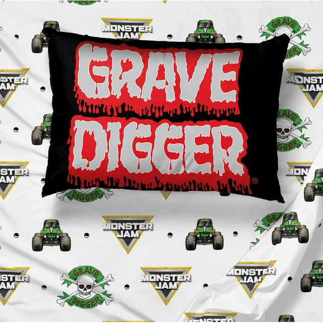 Sunny Side Up Monster Jam Grave Digger 3 Piece Toddler Size Sheet Set