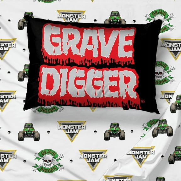 Sunny Side Up Monster Jam Grave Digger 3 Piece Toddler Size Sheet Set