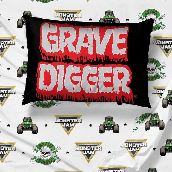 Sunny Side Up Monster Jam Grave Digger 4 Piece Full Size Sheet Set