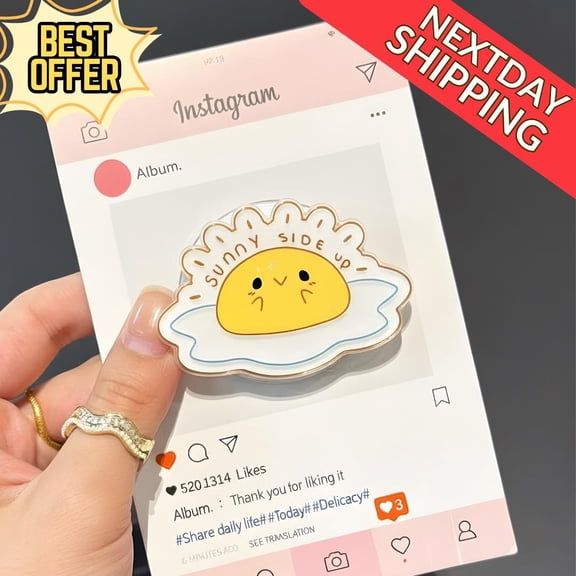Sunny Side Up Phone, Cute Egg Yolk, Playful With Sunny Side Up Text For Phone Grip, Everyday Style Phone Holder, E-Reader Accessory