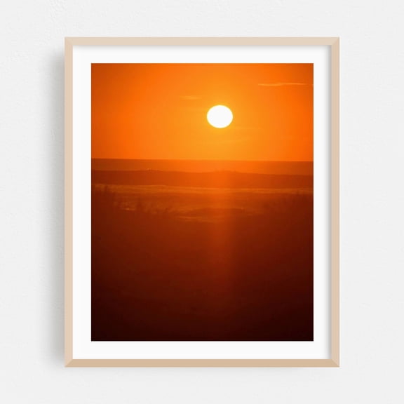 Sunny Side Up - St. Augustine Beach Florida Photography Sunset Beach Coastal Ocean Seascape Nature Landscape Oak Framed Wall Art Print 11 x 14 inches