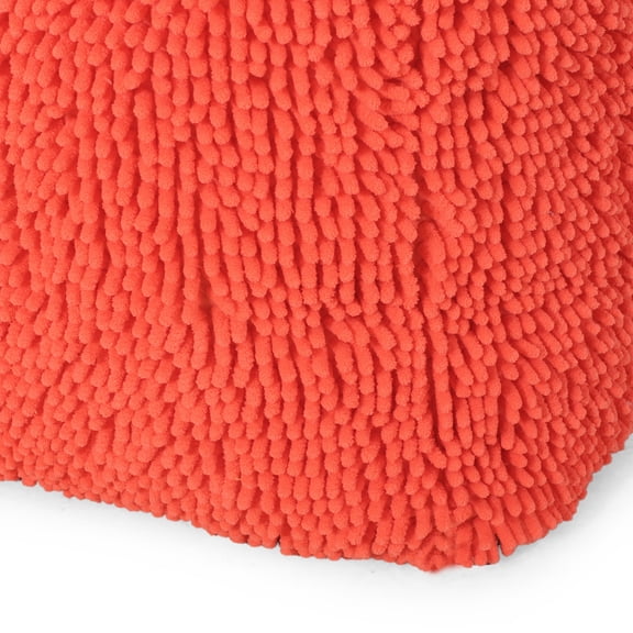 Sunny Square Pouf In Coral Color, Microfiber & Floor Cushion, 16x16x16, 200lb Weight Limit, Decorative Ornament - 16"x16"x16" Cushion , 200lbs Capacity,