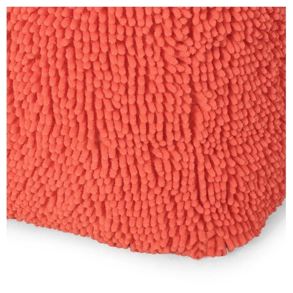 Sunny Square Pouf Ottoman, 16x16x16 Coral Floor Cushion; Versatile Seating for Living Room, Bedroom, Kids Rooms; Durable & Decorative Accent Furniture