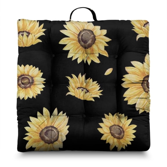 Sunny Sunflower Floor Pillow&nbsp;– 22 Inch Large Square Cushion, Bright Happy Blooms, Soft for Yoga & Reading Nook