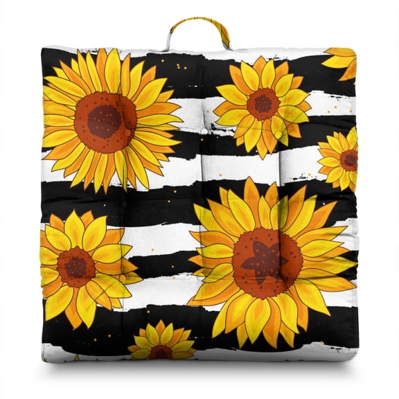 Sunny Sunflower Floor Pillow – 22 Inch Large Square Cushion, Bright Happy Blooms, Soft for Yoga & Reading Nook