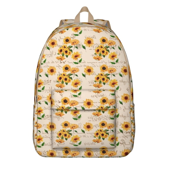 Sunny Sunflower Flowers Pattern Backpack with Multiple Access Points, Great Bookbag for Busy Students, Reliable Construction, Acknowledgement Gift