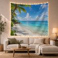 thumbnail image 1 of Sunny Tropical Beach and Mountain Tapestry, 1 of 7