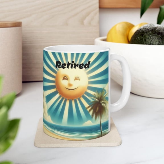 Sunny Vibes Ceramic Mug, Beach Lover's Coffee Mug, Relaxation Gift, Tropil Drinkware, Summer Dr, Sunshine Tea Cup.
