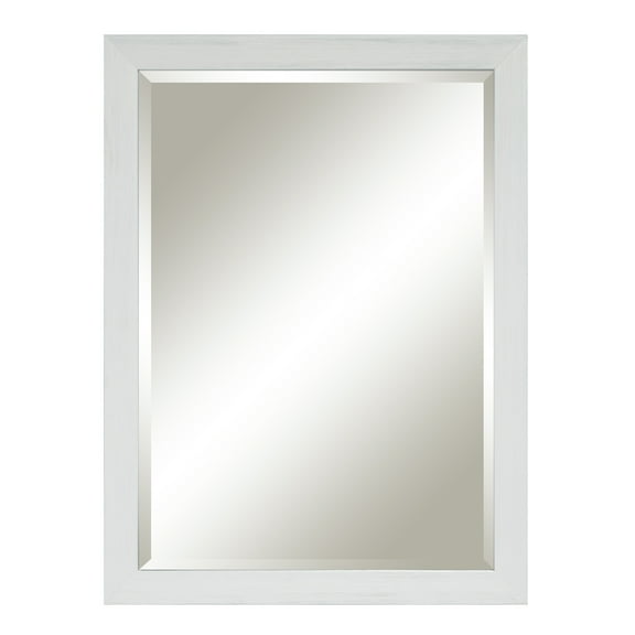 LeBath by Sunny Wood Kasey 30" x 40" Framed Mirror, White-Wash Finish