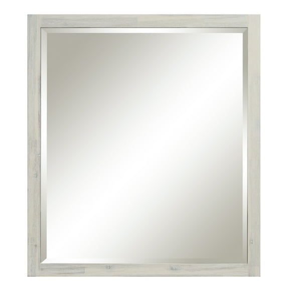 LeBath by Sunny Wood Nina 36" x 40" Framed Mirror, Chalky White Finish