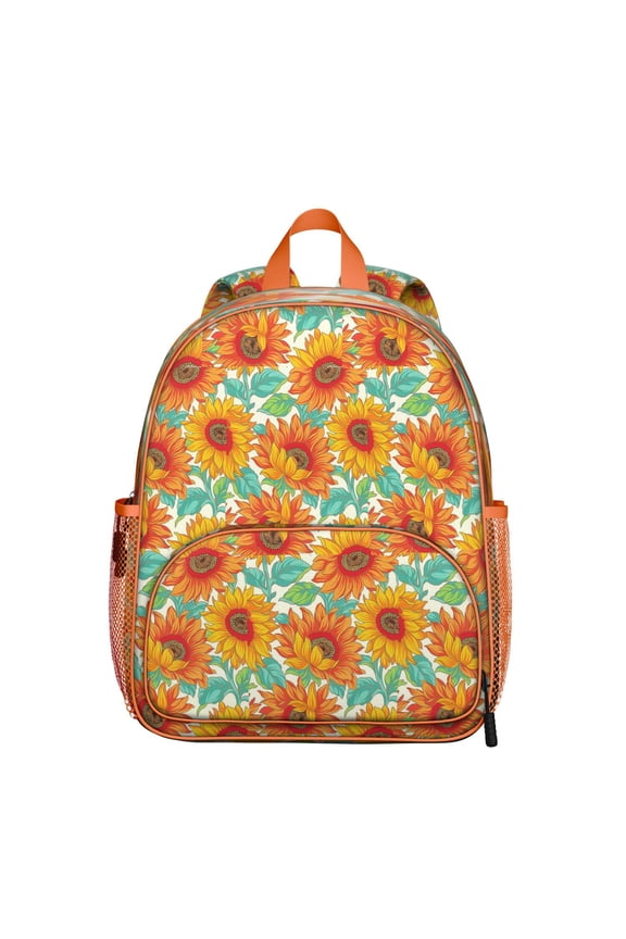 Sunny Yellow Floral Backpack - Ergonomic Waterproof Student Bookbag for Middle School