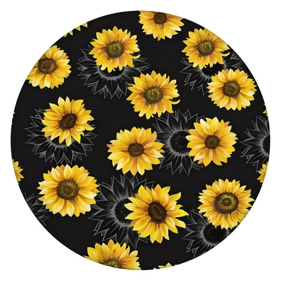 Sunny Yellow Round Tablecloth Elastic Edge Waterproof Scratch-Resistant Outdoor Use