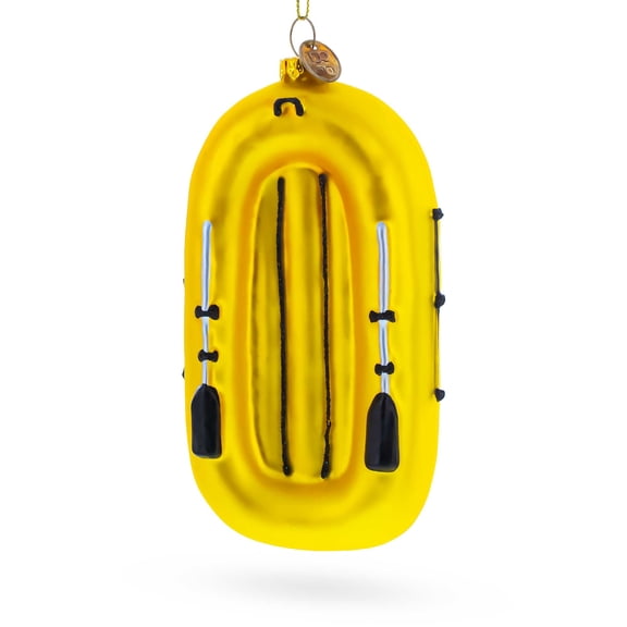 Sunny Yellow Rubber Boat Glass Christmas Ornament